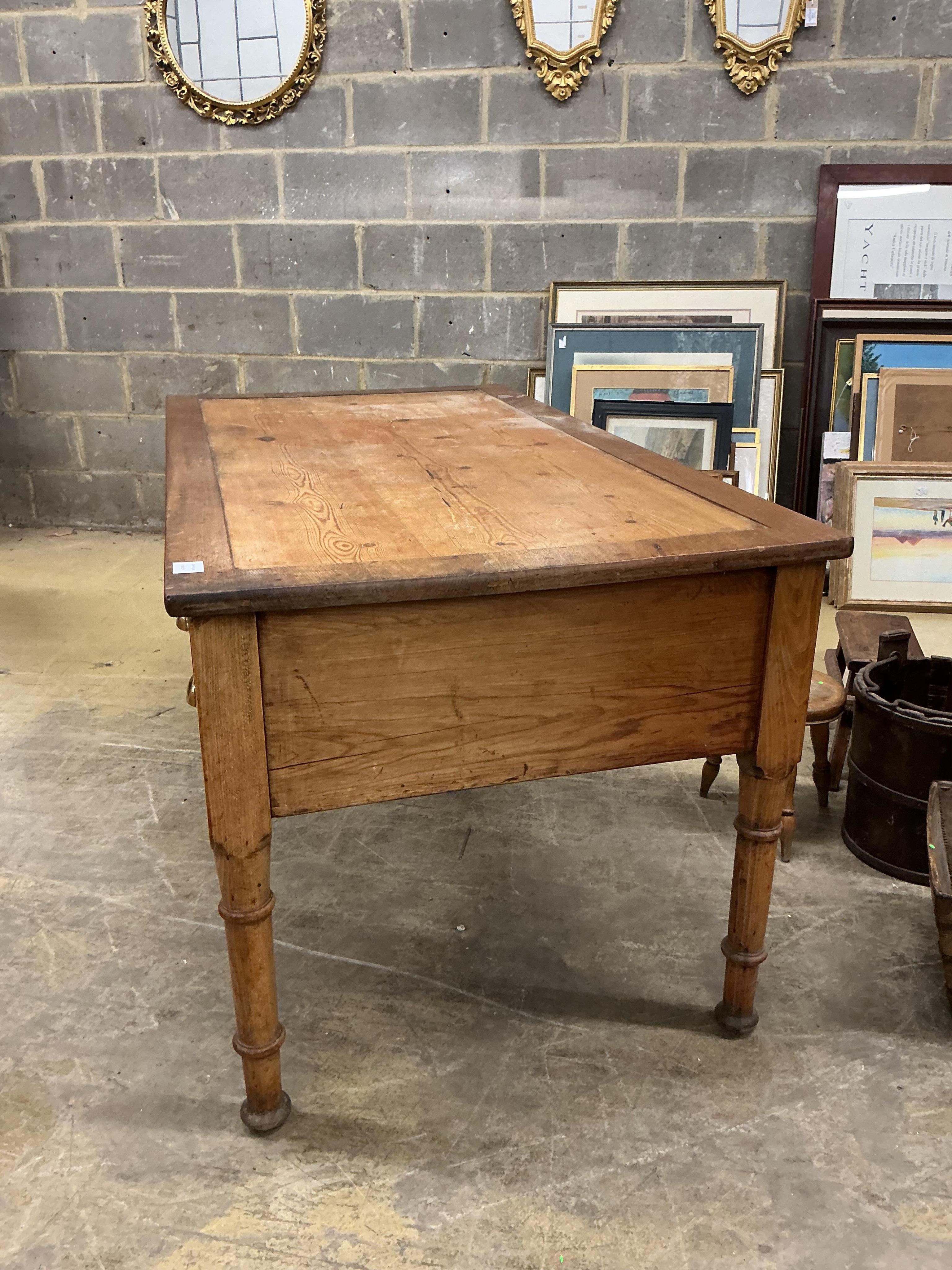 A Victorian walnut and pine kneehole desk, width 151cm, depth 79cm, height 76cm
